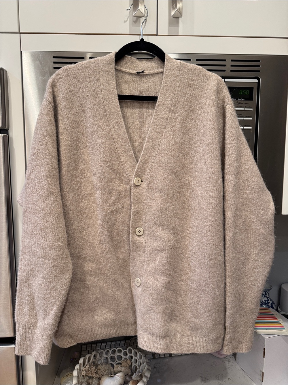 Men's Lululemon Alpaca Wool Blend Oatmeal Cardigan Sweater - Picture 5 of 15
